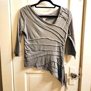 Women's Lux Asymmetrical Gray Shirt, Size M
